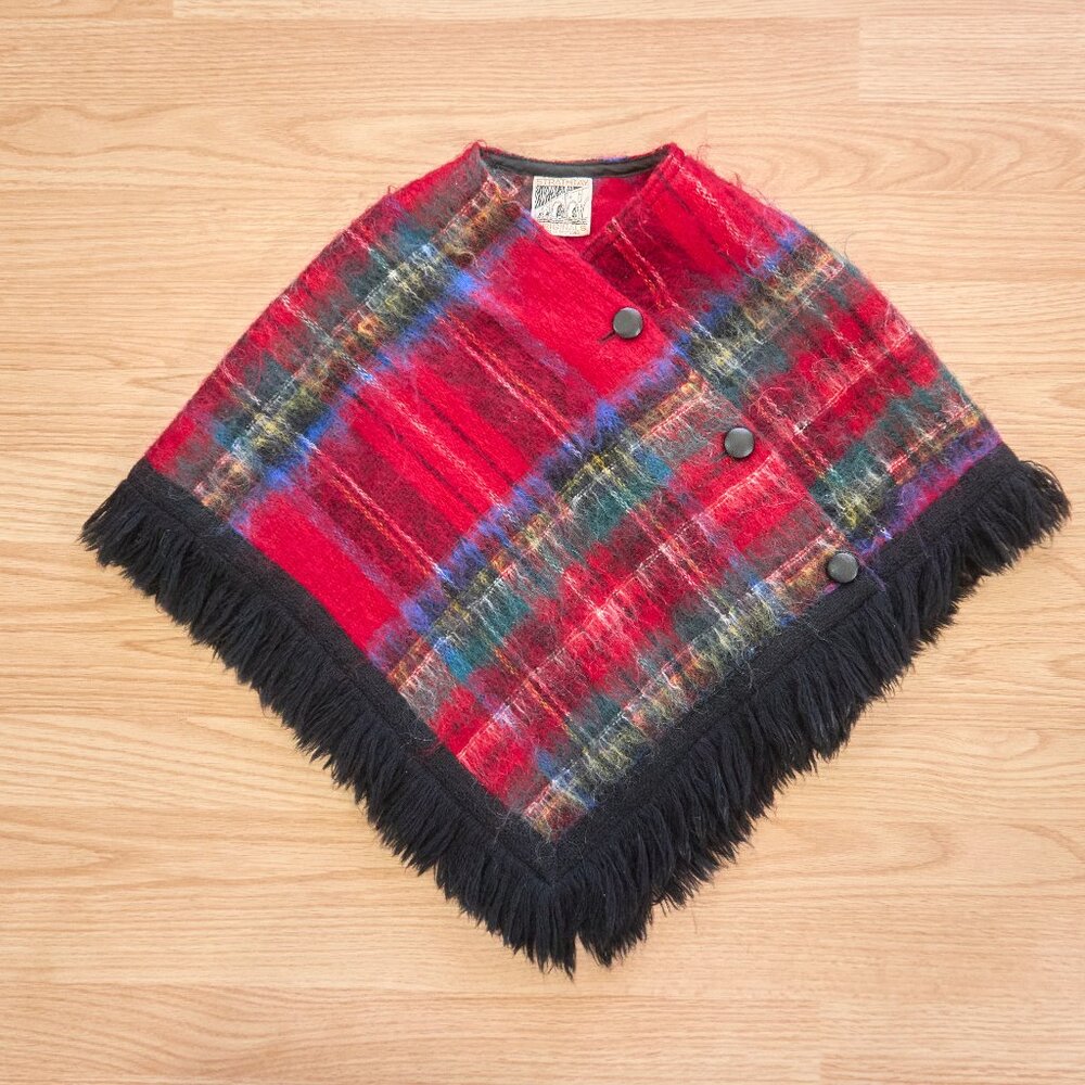 Vintage Strathtay Originals Mohair Wool Cape Poncho, Made in Scotland